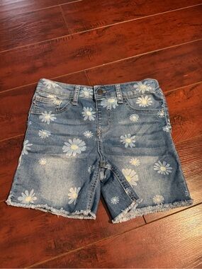 Vigoss Girls Light Blue Denim Shorts with Daisy Print